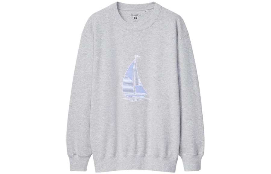UNIQLO X JW Anderson Uniqlo Jw Anderson Co Branded Series Sweatshirts Men's Gray Crew Neck Moderate Regular