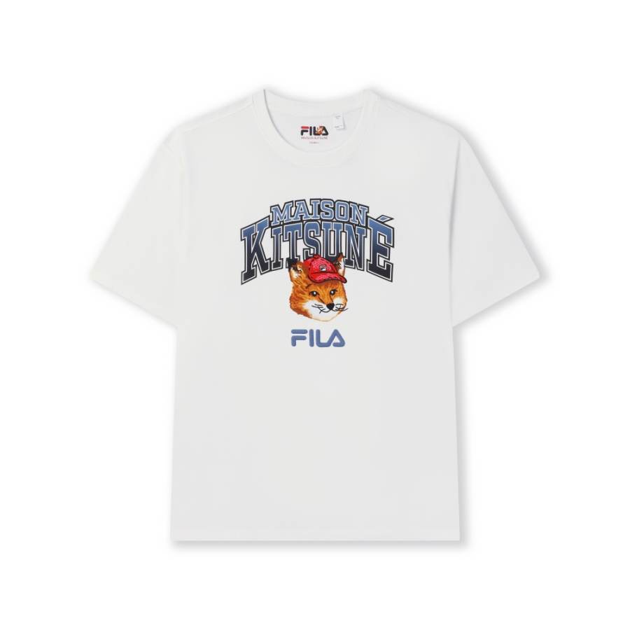 FILA x Maison Kitsune Little Fox T Shirt Unisex Cloud White