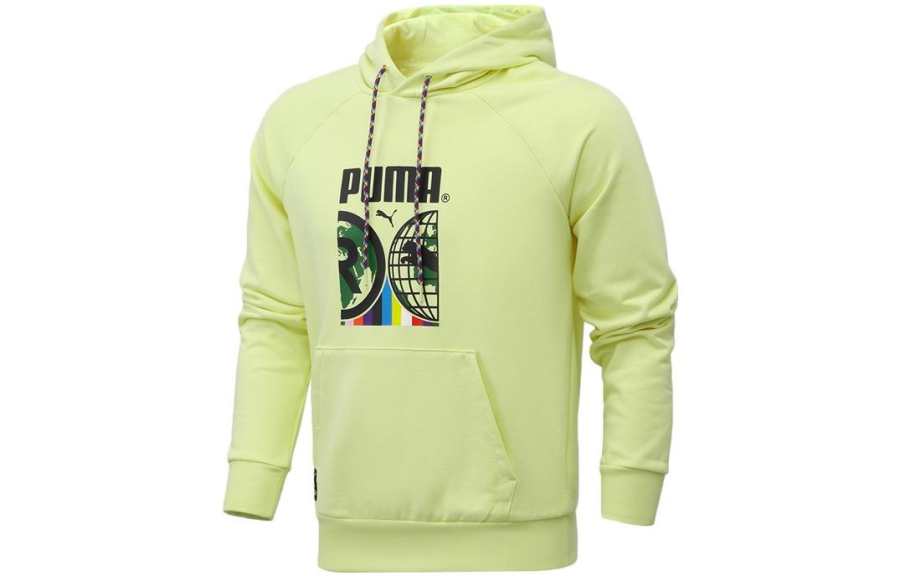 PUMA Sweatshirts Men's Light Yellow Hooded Moderate Regular