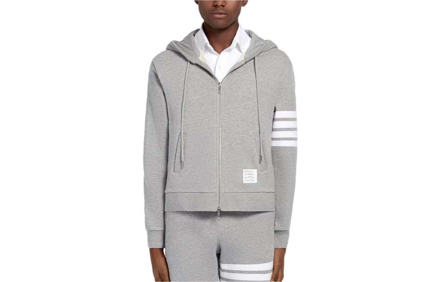 THOM BROWNE THOM BROWNE· 4 Bar Half & Half Hoodie Sweatshirt Men's Gray