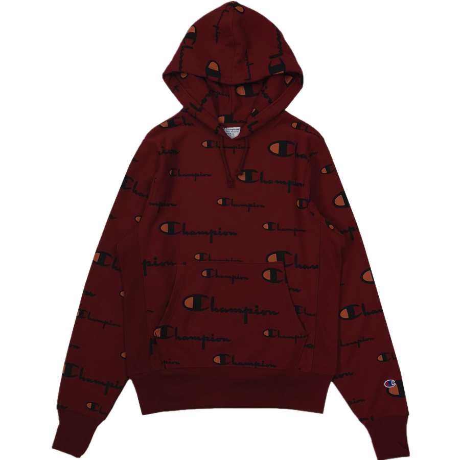 Champion Life Champion High End Print All Over Print Logo Fleece Lined, US Version, Winter Sweatshirt Unisex Cherry Red