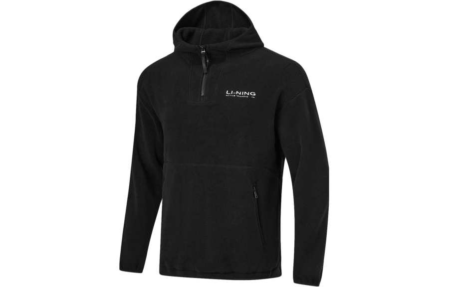 Li-Ning Li Ning Fitness Series Sweatshirts Unisex Black Hooded Thickened Regular