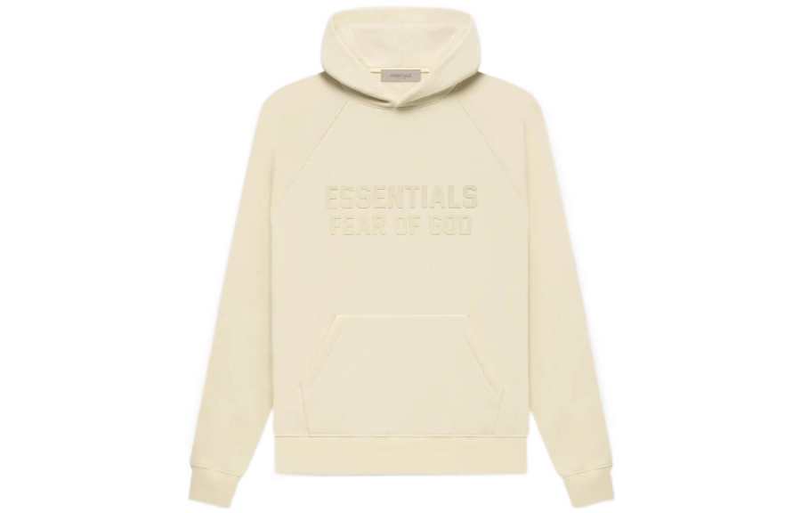 Fear Of God Essentials FW22 Essentials Hoodie Egg Shell Letter Print Flock Hooded Pullover Fleece Lined American
