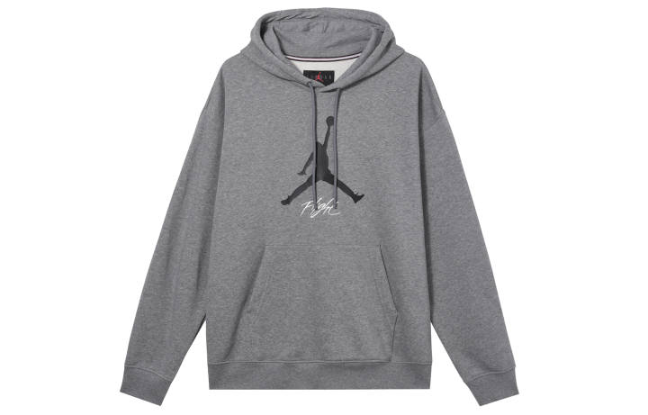 Jordan Jordan Fleece Lined Hooded Drawstring Knitted Fabric Long Sleeved Sweatshirt Men's Carbon Gray