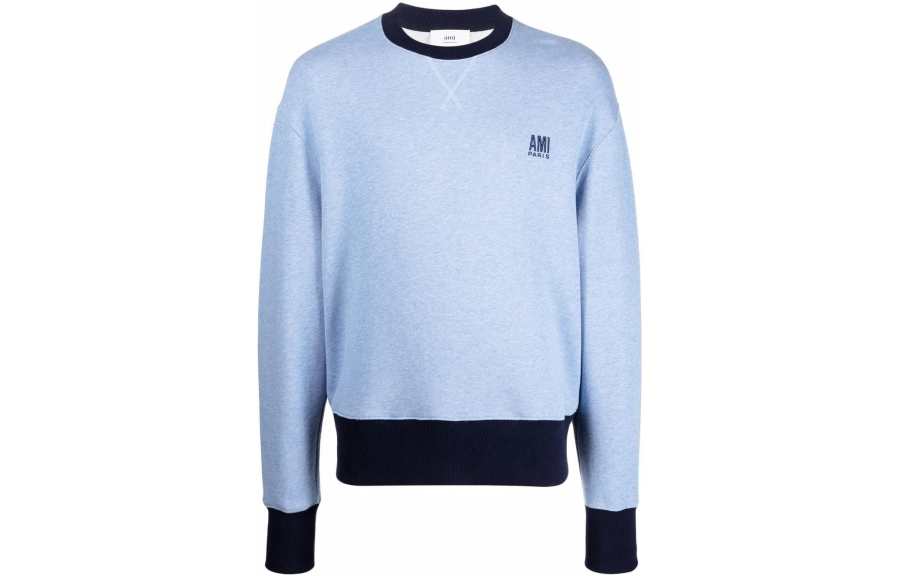 AMIPARIS Sweatshirts Men's Blue Crew Neck Moderate Regular