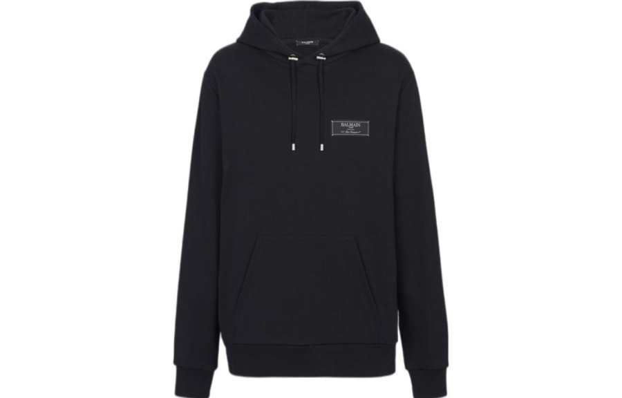 BALMAIN BALMAIN Logo Patch Drawstring Hoodie