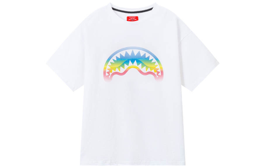 SPRAYGROUND Crew Neck Short Sleeved T Shirts Unisex Raw White