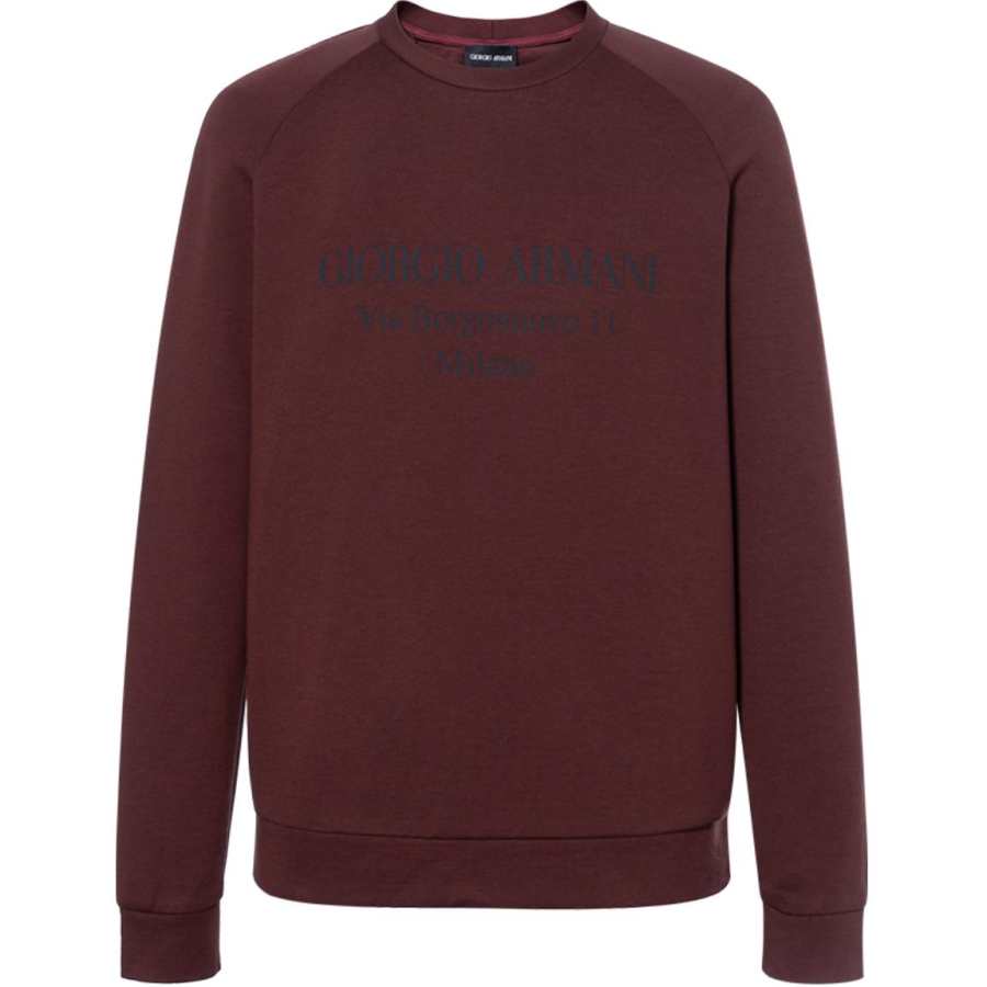GIORGIO ARMANI Sweatshirts Men's Burgundy Color Crew Neck Moderate Regular