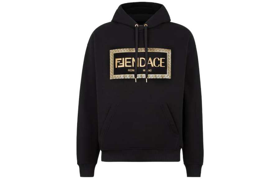 Fendi x Versace Medusa logo embroidery hoodie