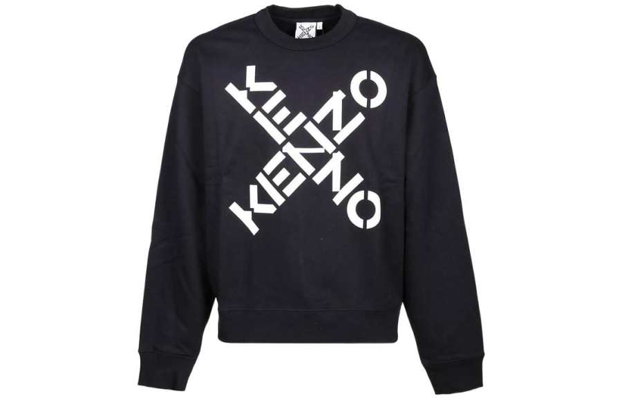 KENZO Sweatshirts Men's Black Crew Neck Moderate Regular