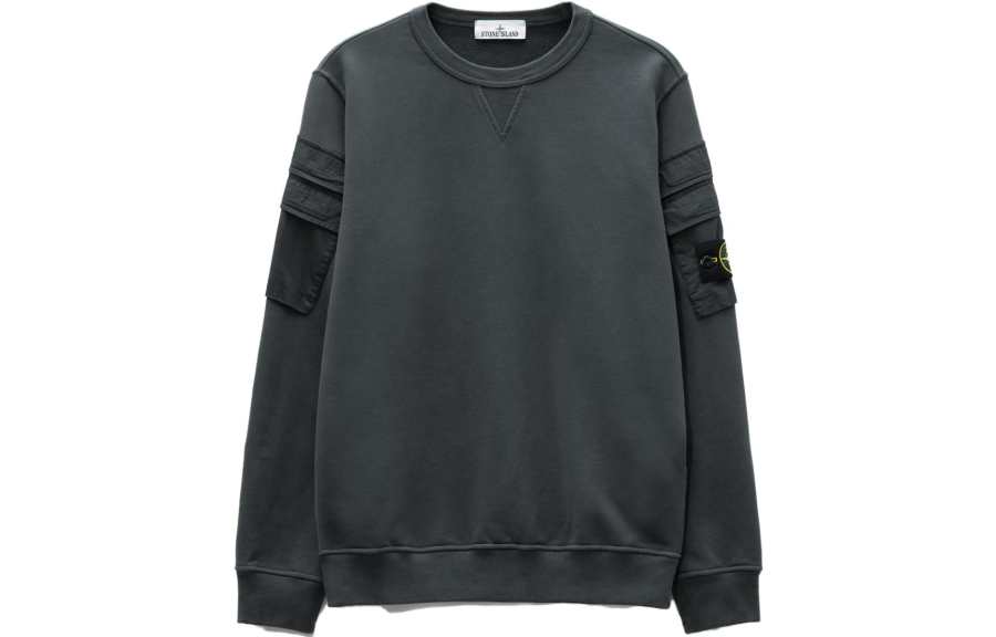 STONE ISLAND Sweatshirts Unisex Lead Gray Crew Neck Moderate Other