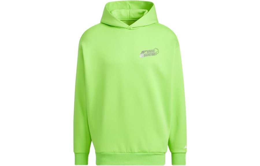 Adidas Adidas Basketball Graphic Hoodie Sweatshirt Unisex Half Neon Green