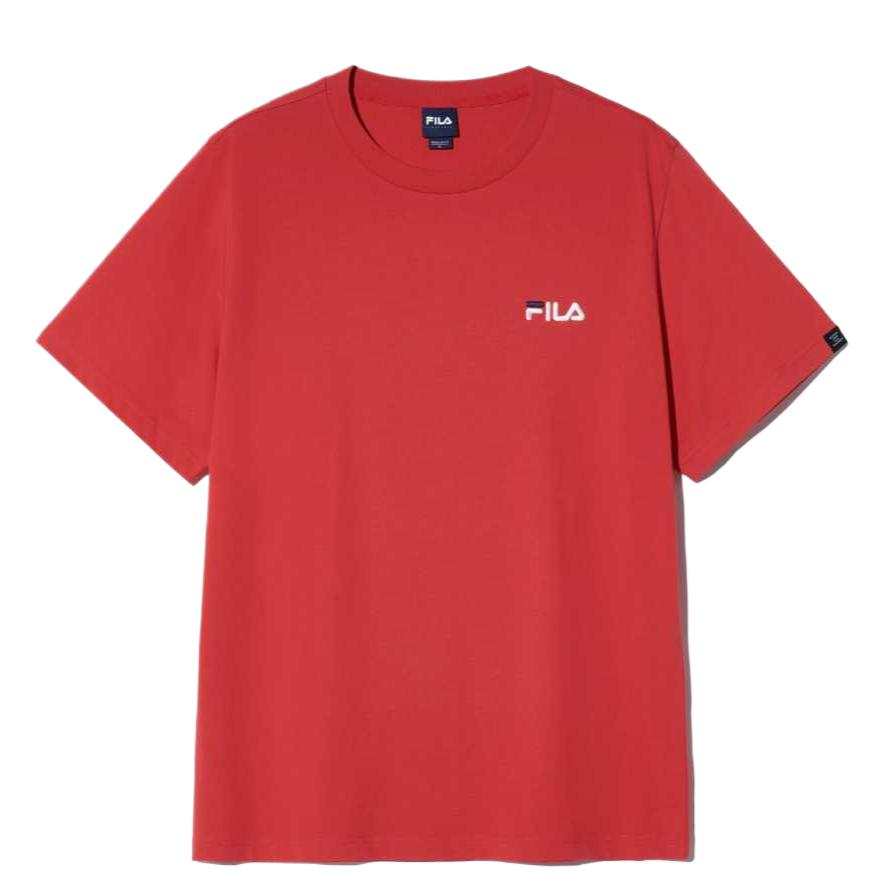 FILA T Shirts Unisex Red Crew Neck Moderate Straight Fit