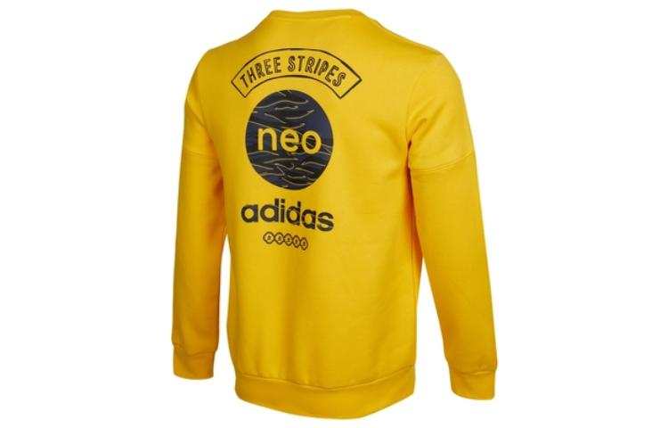 Adidas Neo Sweatshirts Men's Yellow Crew Neck Moderate Regular