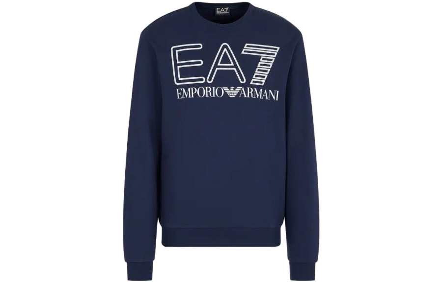 EMPORIO ARMANI EA7 Sweatshirts Men's Marine Blue Crew Neck Moderate Other