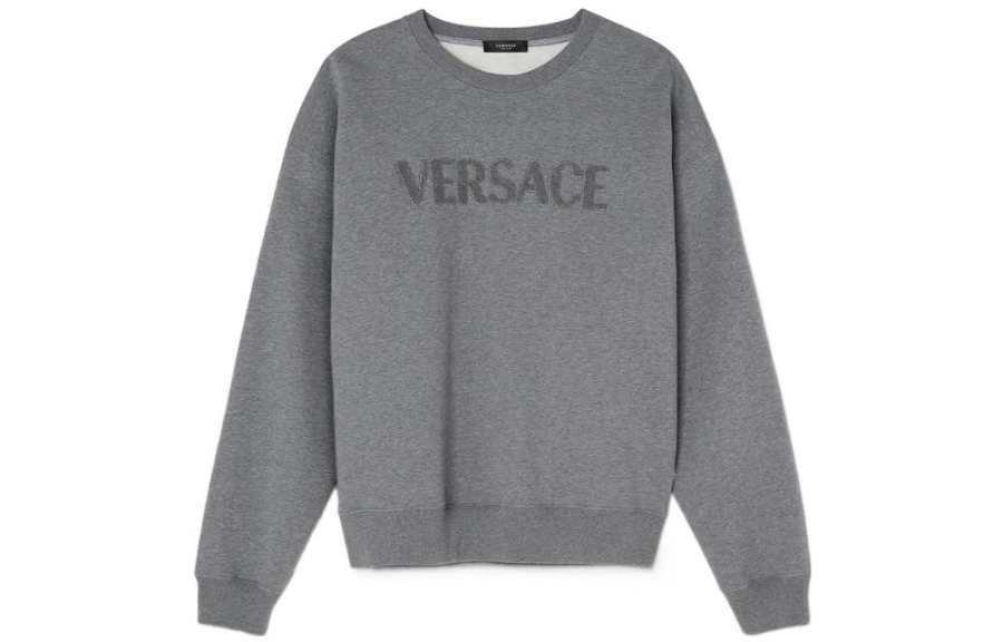 VERSACE embroidered logo crew neck sweatshirt
