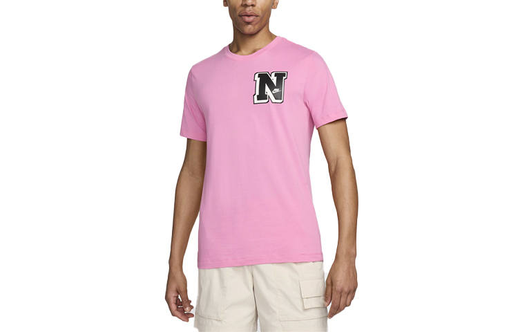 Nike Nike T Shirts Men's Pink Crew Neck Moderate Straight Fit