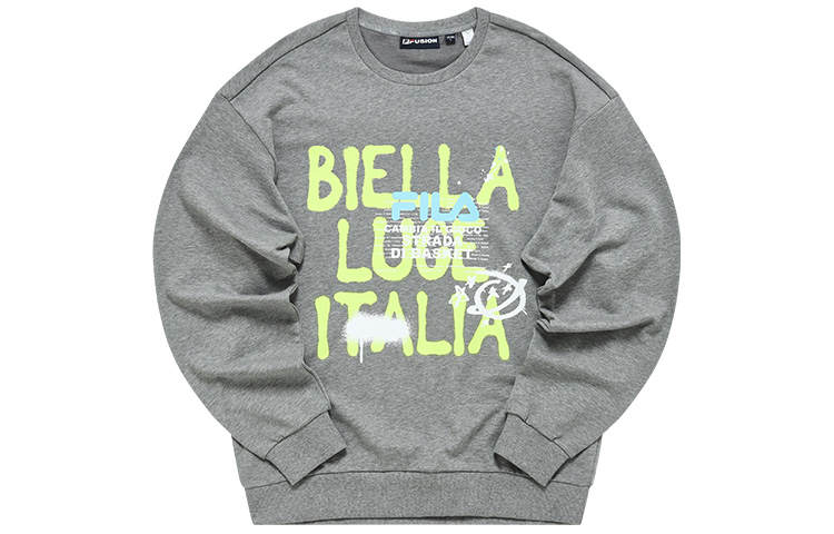 FILA FUSION Sweatshirts Men's Light Black Gray Crew Neck Moderate