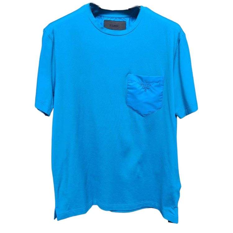 PRADA PRADA T Shirts Men's Blue Crew Neck Moderate Straight Fit
