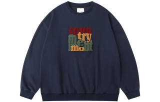 COUNTRY MOMENT Crew Neck Loose Fit Sweatshirt Unisex Navy Blue