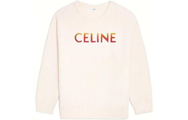 CELINE CELINE Sweatshirts Men's Ecru Crew Neck Moderate Regular