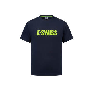 K·SWISS T Shirts Unisex Blue Crew Neck Moderate