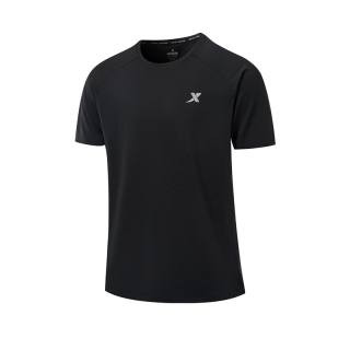 XTEP T Shirts Men's Jet Black Crew Neck Thin Straight Fit