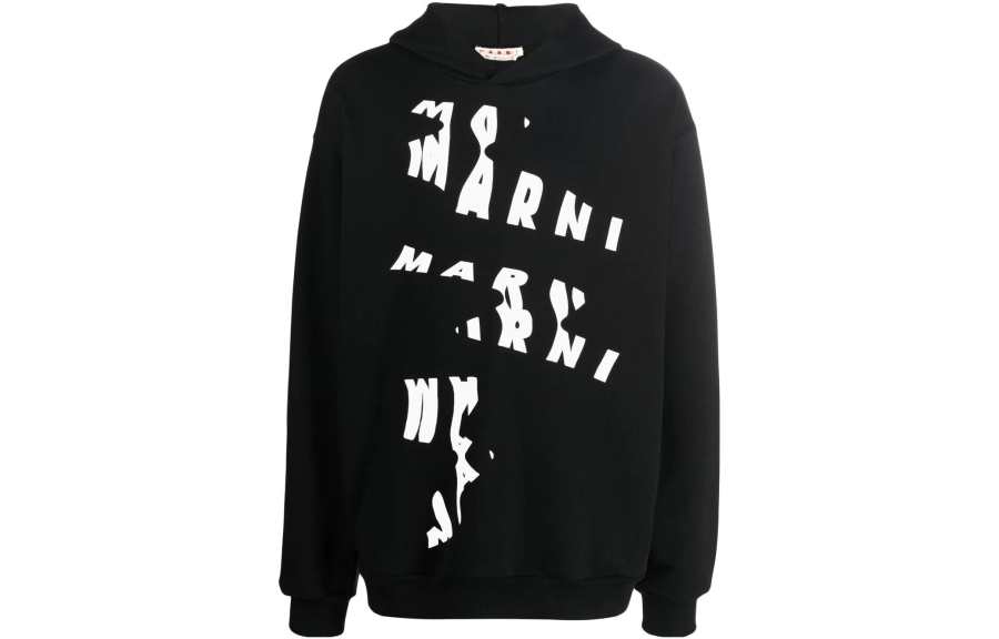 MARNI Sweatshirts Men's Black Hooded Non Detachable Moderate Regular