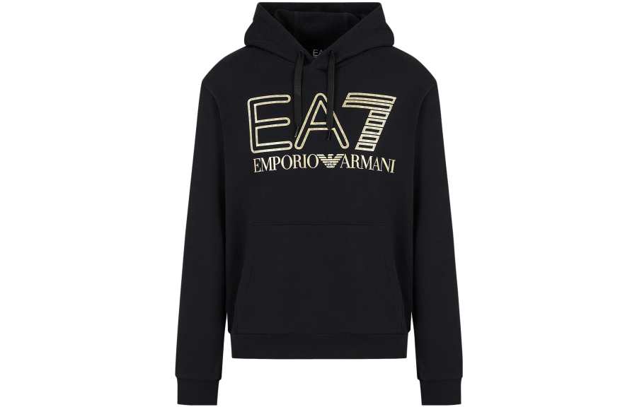EMPORIO ARMANI 【Previous Season】logo foil-print cotton hoodie