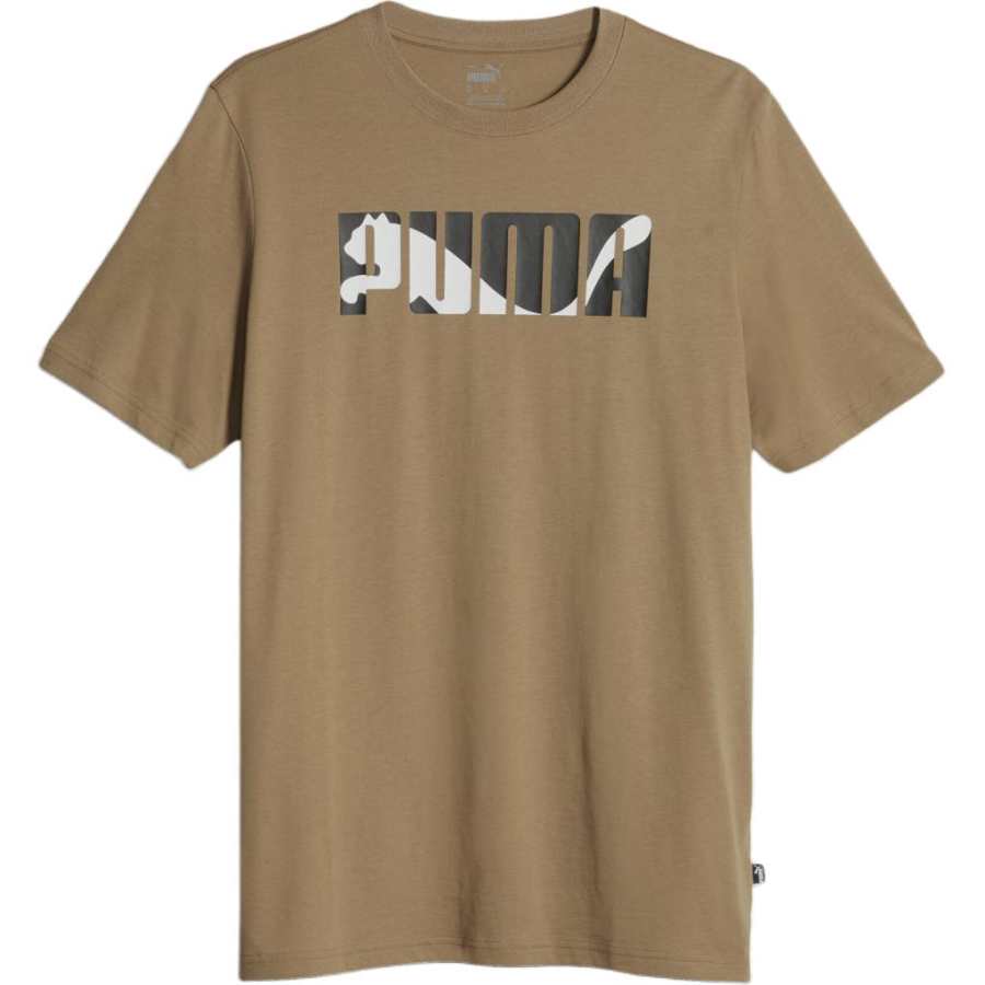 PUMA GRAPHICS PUMAWORDING T Shirt Men's Dark Camel