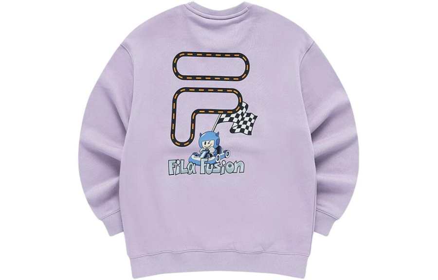 FILA FUSION FOB Sweatshirts Unisex Fantasy Purple Crew Neck Thickened Regular
