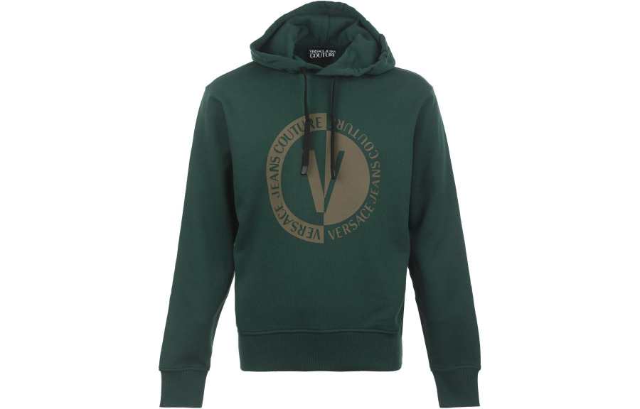 Versace Jeans Couture flocked-logo drawstring cotton hoodie