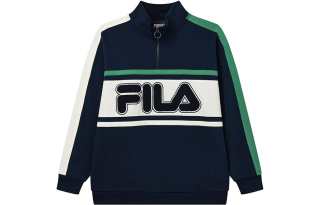 FILA Sweatshirts Unisex Blue Stand Collar Moderate Regular