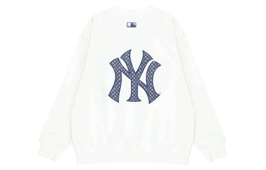 MLB MLB MONOGRAM New York Yankees Sweatshirts Unisex White Crew Neck Moderate Regular