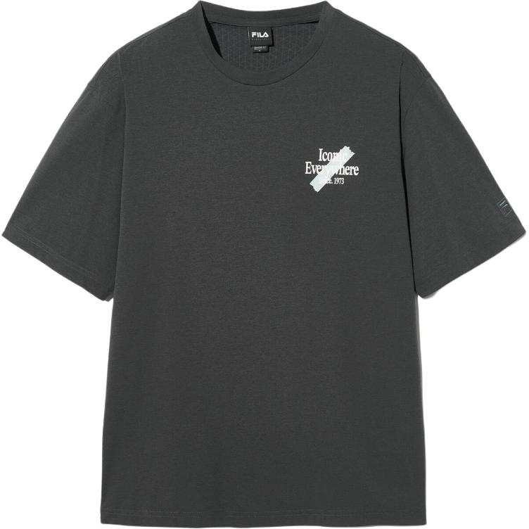 FILA T Shirts Unisex Dark Gray Crew Neck