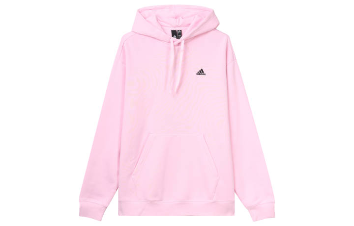 Adidas Adidas Solid Color Hooded Thickened And Fleece Lined Casual Pullover Sweatshirt Unisex Clear Pink