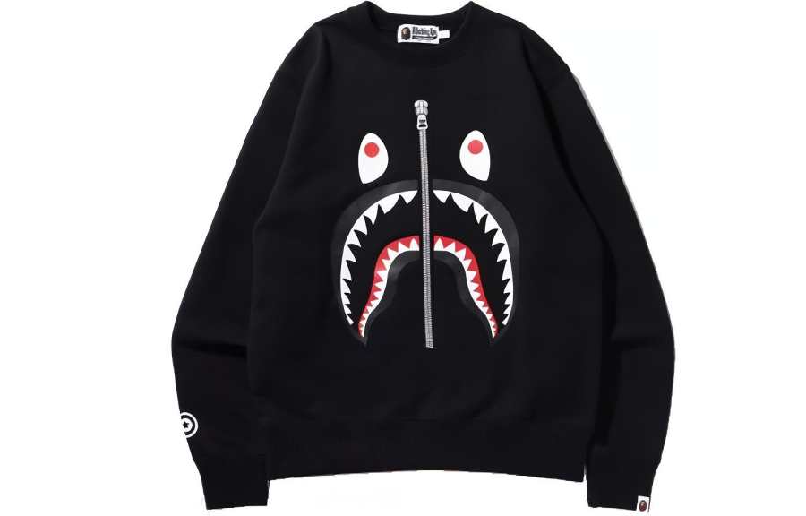 A BATHING APE Bape Shark Metal Zip Crewneck