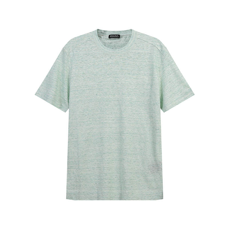 Ermenegildo Zegna T Shirts Men's Mint Green Crew Neck Moderate Straight Fit