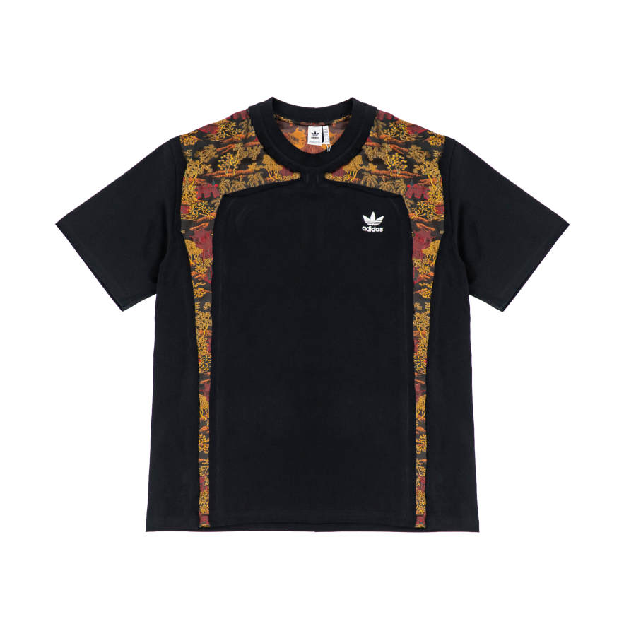 Adidas Originals Red Brown Dragon Pattern, New Chinese Style, Trendy Short Sleeved T Shirts Unisex Black
