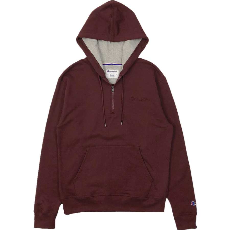 Champion Champion Left Chest Grass Logo Print Pullover Fleece Lined Sweatshirt US Version Unisex Burgundy