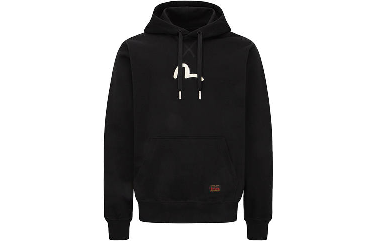 EVISU Sweatshirts Men's Black Hooded Moderate Heavyweight