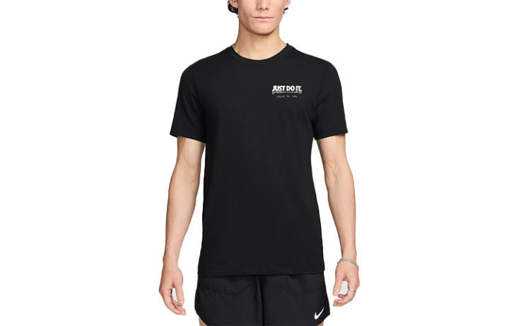 Nike Nike T Shirts Men's Black Crew Neck Moderate Straight Fit
