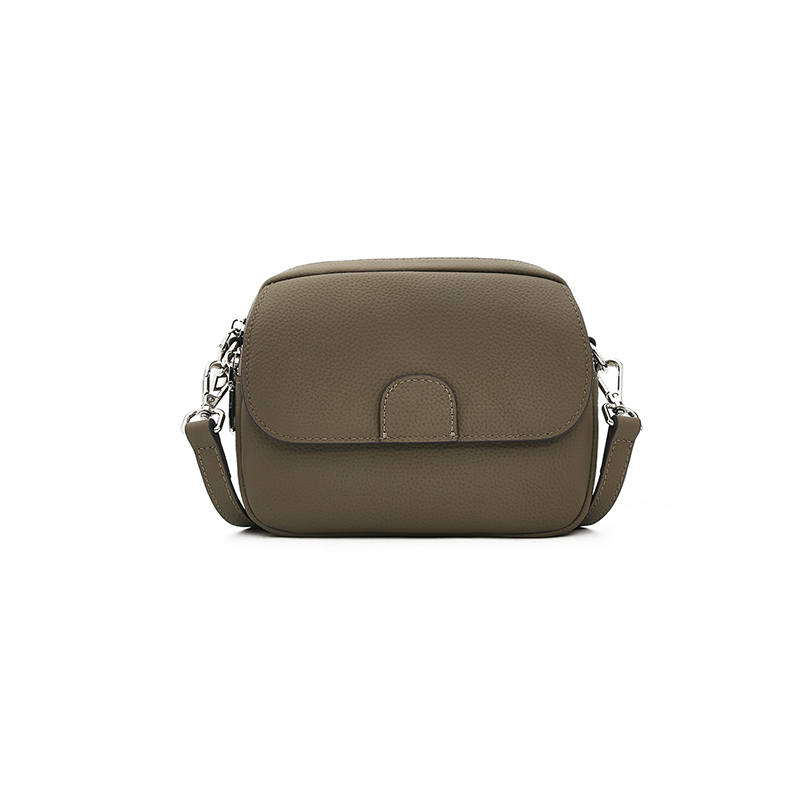 LAORENTOU Top Grain Cow Leather Shoulder Bag Women's Black/Ecru/Elephant Gray