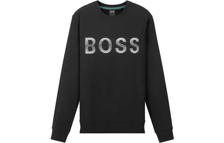 HUGO BOSS Sweatshirts Men's Black Crew Neck Moderate