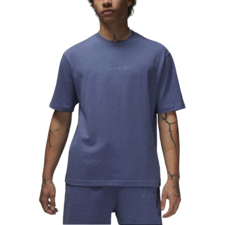 Jordan Jordan Air T Shirts Men's Blue Crew Neck Moderate Straight Fit
