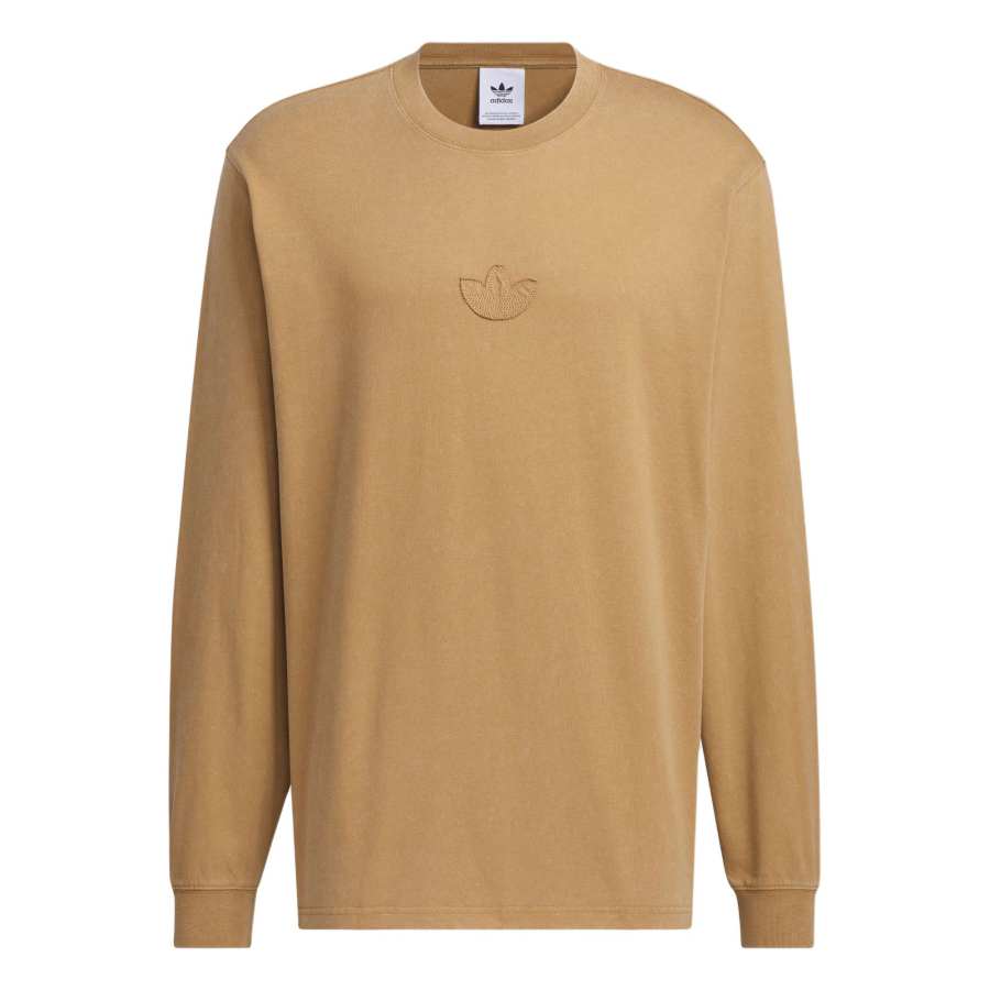 Adidas Originals WASHED LONG SLEEVE TOP T Shirt Men's Desert Brown