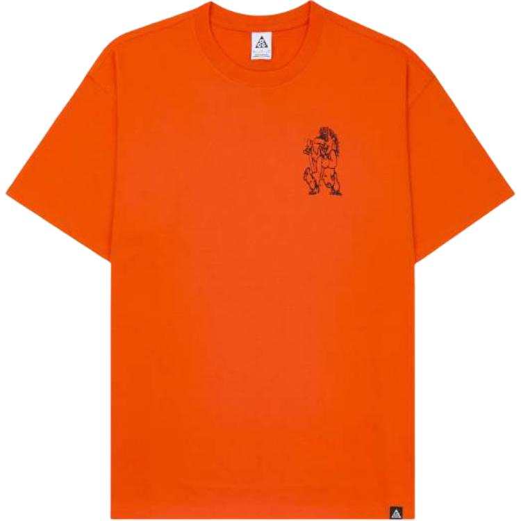 Nike Nike T Shirts Men's Orange Crew Neck Moderate Straight Fit