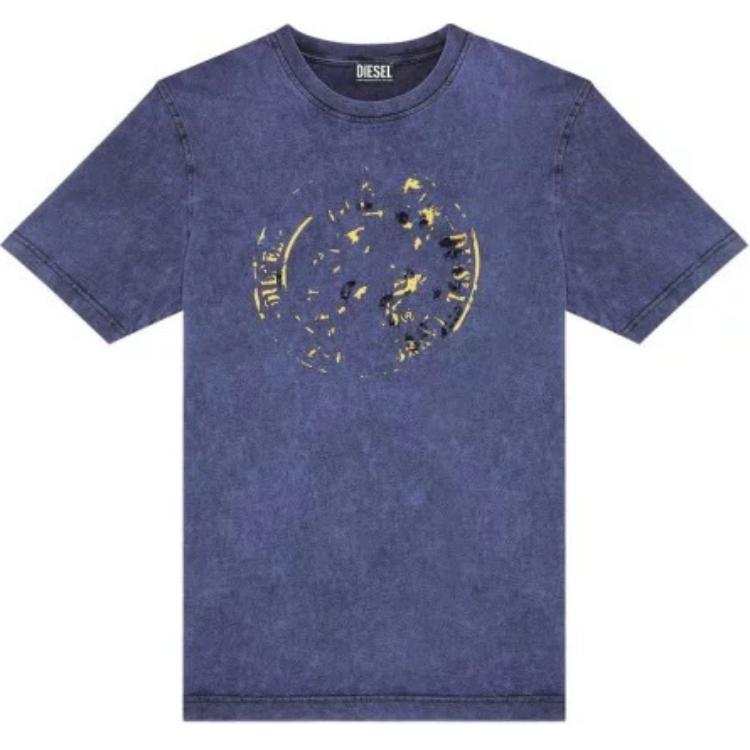 DIESEL T Shirts Men's Blue Crew Neck Moderate
