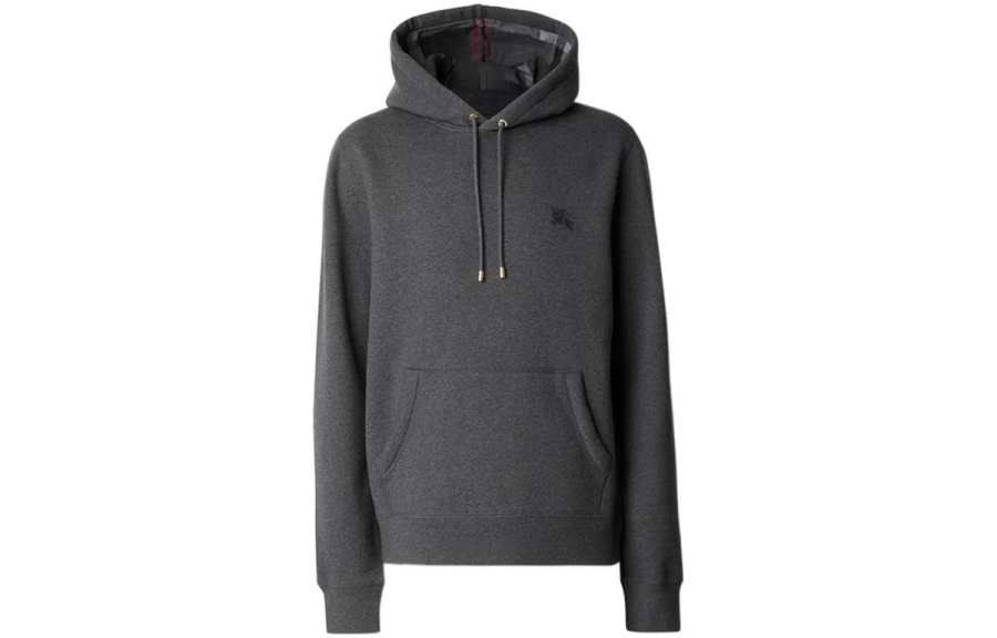 Burberry Clarendon Check Pullover Hoodie Charcoal Gray
