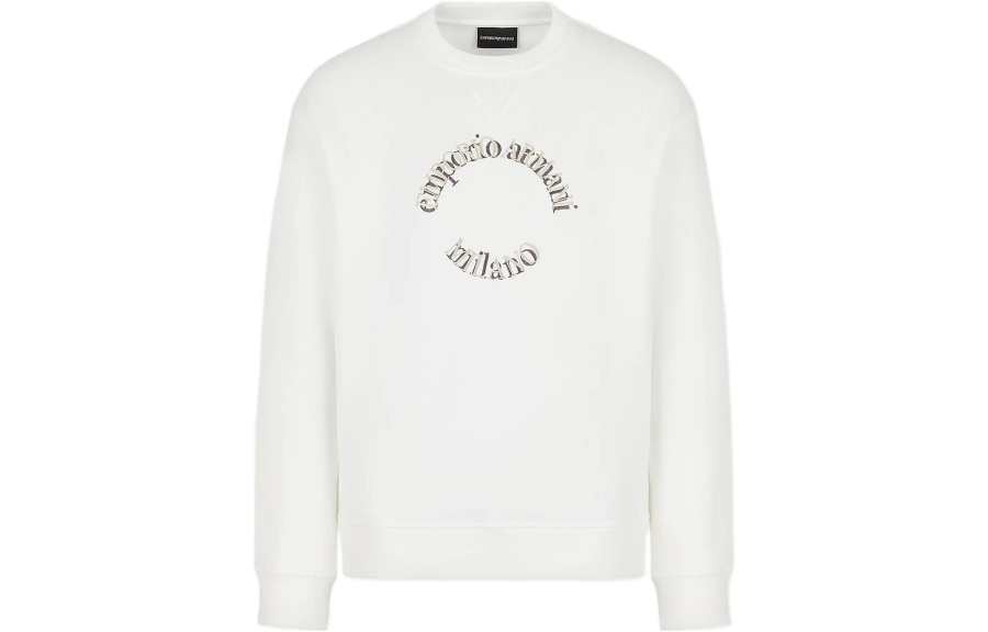 EMPORIO ARMANI Sweatshirts Men's White Crew Neck Moderate Regular